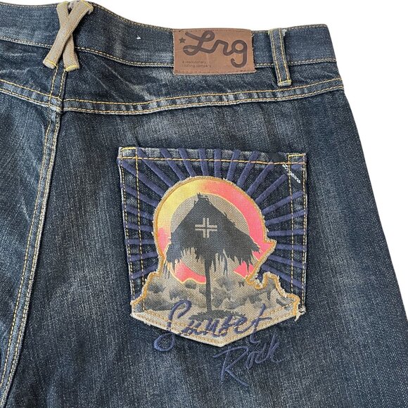 LRG Sunset Rock Jeans Men's Size 36x34 Dark Wash Wide Leg 90s Style Denim - Picture 8 of 8